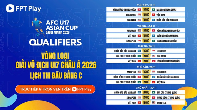 Lịch thi đấu v&ograve;ng loại ch&acirc;u &Aacute; hấp dẫn: U.17 Việt Nam v&agrave; Malaysia đ&aacute; 'chung kết bảng'- Ảnh 1.