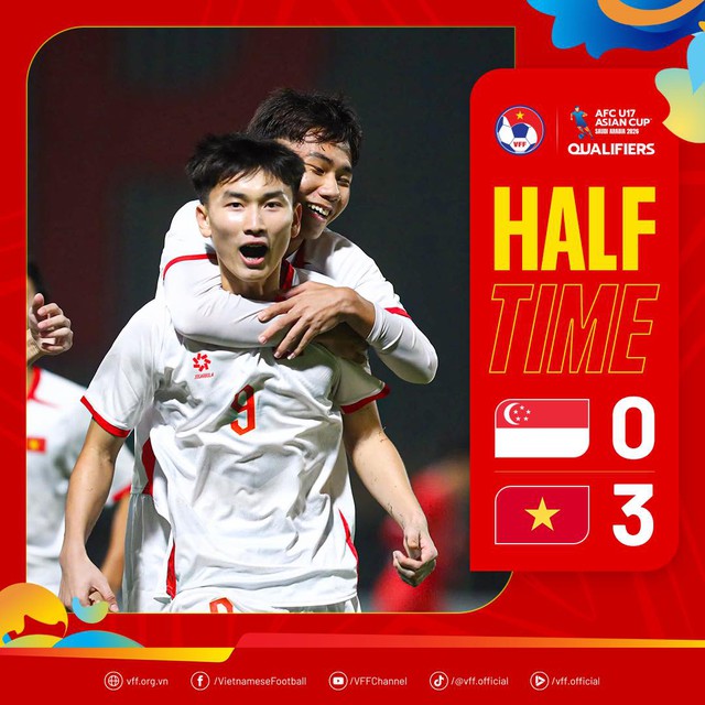 Thắng đậm Singapore, U.17 Việt Nam ra quân ấn tượng tại vòng loại châu Á- Ảnh 1. Thắng đậm Singapore, U.17 Việt Nam ra quân ấn tượng tại vòng loại châu Á- Ảnh 1.