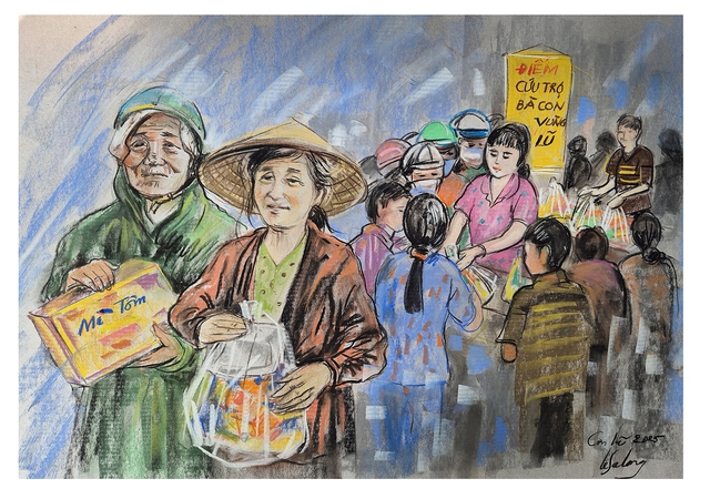 'Thương quá đồng bào tôi': Bộ tranh 'thay lời muốn nói' của họa sĩ Lê Sa Long- Ảnh 3. 'Thương quá đồng bào tôi': Bộ tranh 'thay lời muốn nói' của họa sĩ Lê Sa Long- Ảnh 3.