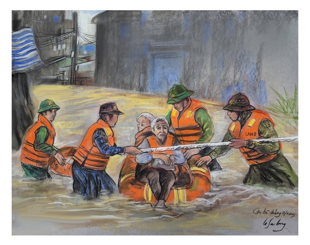 'Thương quá đồng bào tôi': Bộ tranh 'thay lời muốn nói' của họa sĩ Lê Sa Long- Ảnh 6. 'Thương quá đồng bào tôi': Bộ tranh 'thay lời muốn nói' của họa sĩ Lê Sa Long- Ảnh 6.