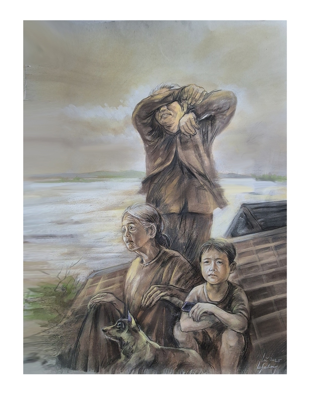 'Thương quá đồng bào tôi': Bộ tranh 'thay lời muốn nói' của họa sĩ Lê Sa Long- Ảnh 8. 'Thương quá đồng bào tôi': Bộ tranh 'thay lời muốn nói' của họa sĩ Lê Sa Long- Ảnh 8.