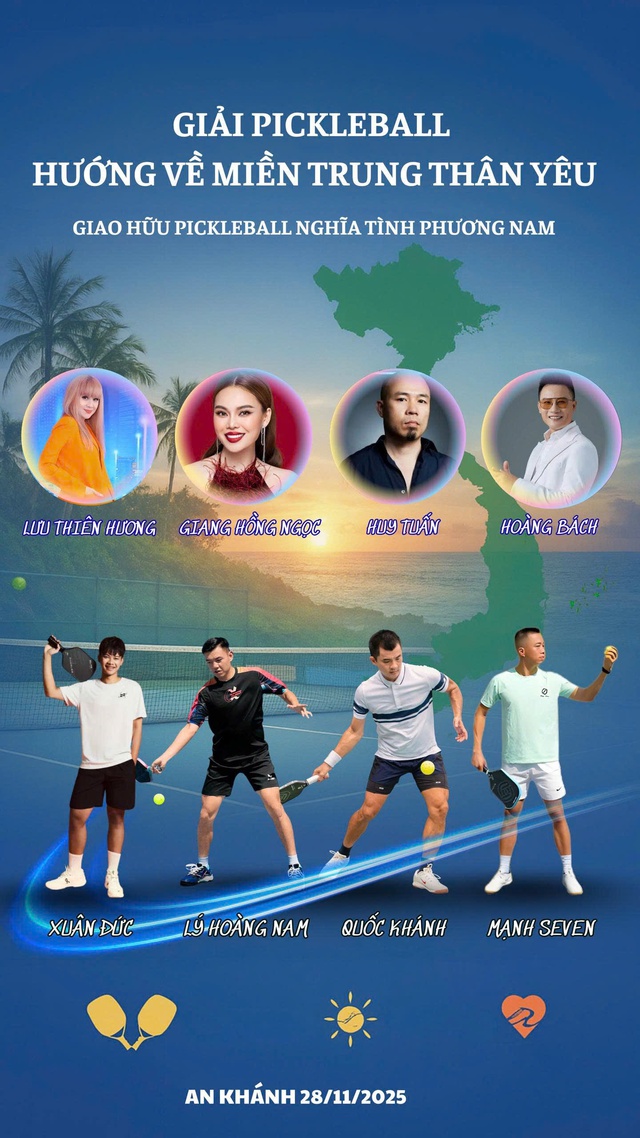 L&yacute; Ho&agrave;ng Nam c&ugrave;ng c&aacute;c nghệ sĩ giao lưu pickleball 'Nghĩa t&igrave;nh phương Nam' v&igrave; miền Trung- Ảnh 1.