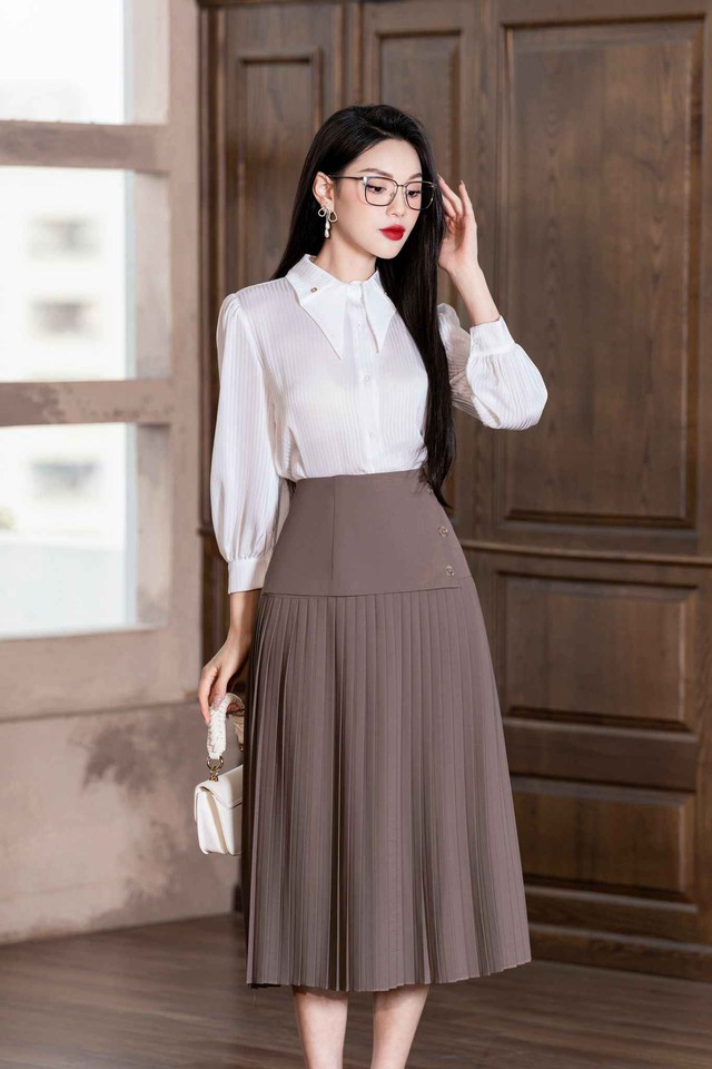 Chân váy xếp ly ăn gian vóc dáng, cho vẻ ngoài cuốn hút- Ảnh 6.