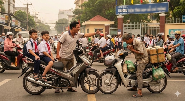 Hai chuyện mắt thấy tai nghe ở cổng trường - Ảnh 1.