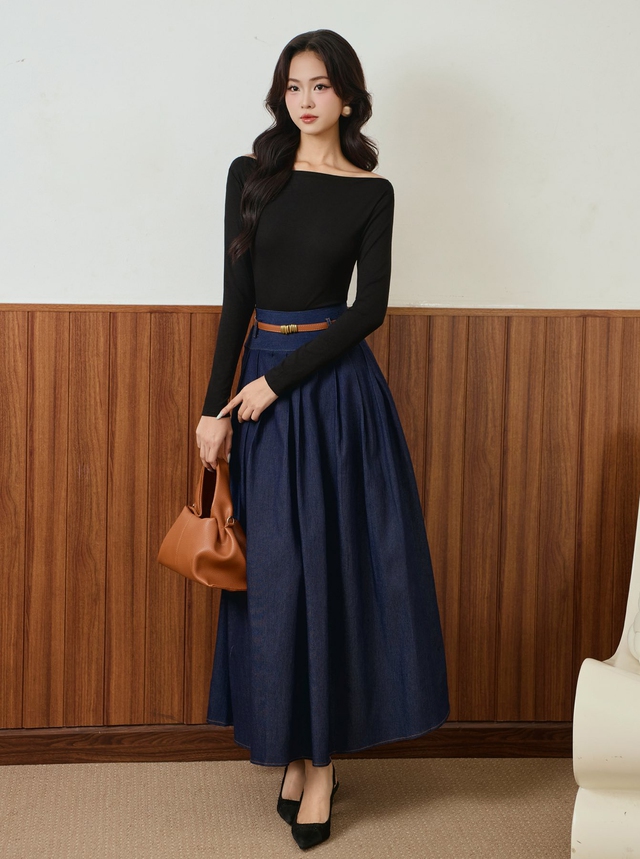 Tạo nên phong thái riêng từ váy denim, chân váy denim - Ảnh 2.