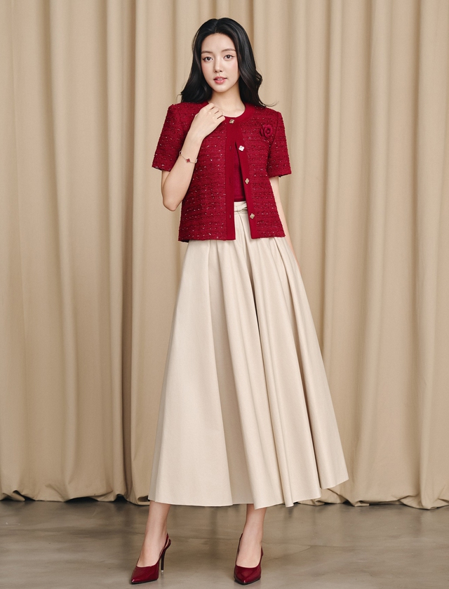 Đơn giản mà sang xịn với bộ đôi áo dệt kim, áo tweed và chân váy dài- Ảnh 9.