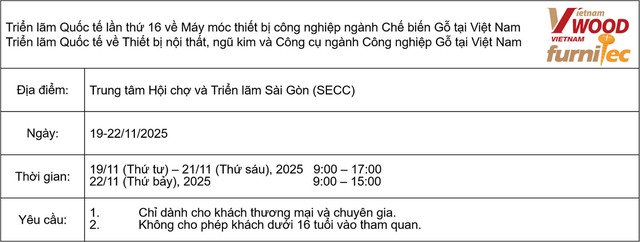 VietnamWood 2025: Kết nối ngành gỗ Việt Nam với quốc tế
- Ảnh 4. VietnamWood 2025: Kết nối ngành gỗ Việt Nam với quốc tế
- Ảnh 4.