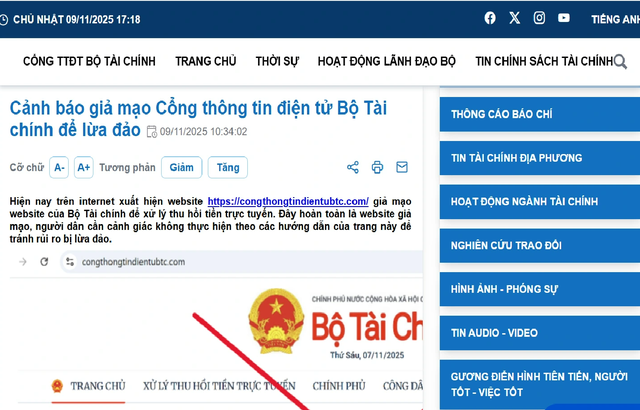 Cảnh báo giả mạo website của Bộ Tài chính để lừa đảo- Ảnh 1.