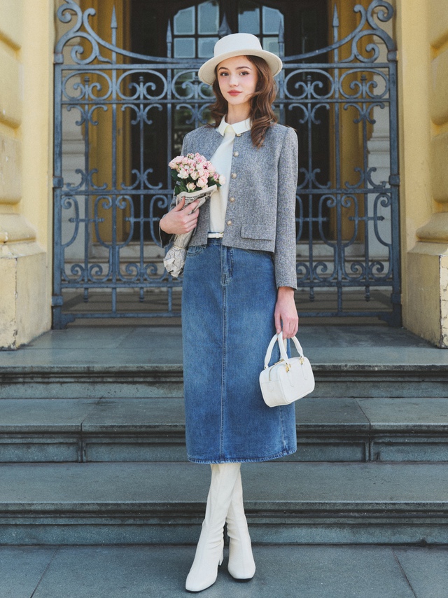 Áo khoác dáng ngắn và váy dài, cặp đôi hoàn hảo nhất mùa đông - Ảnh 2.