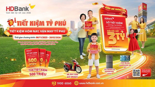 ‘Tiết kiệm Tỉ phú’ HDBank với giải thưởng đặc biệt lên đến 3 tỉ đồng - Ảnh 2.