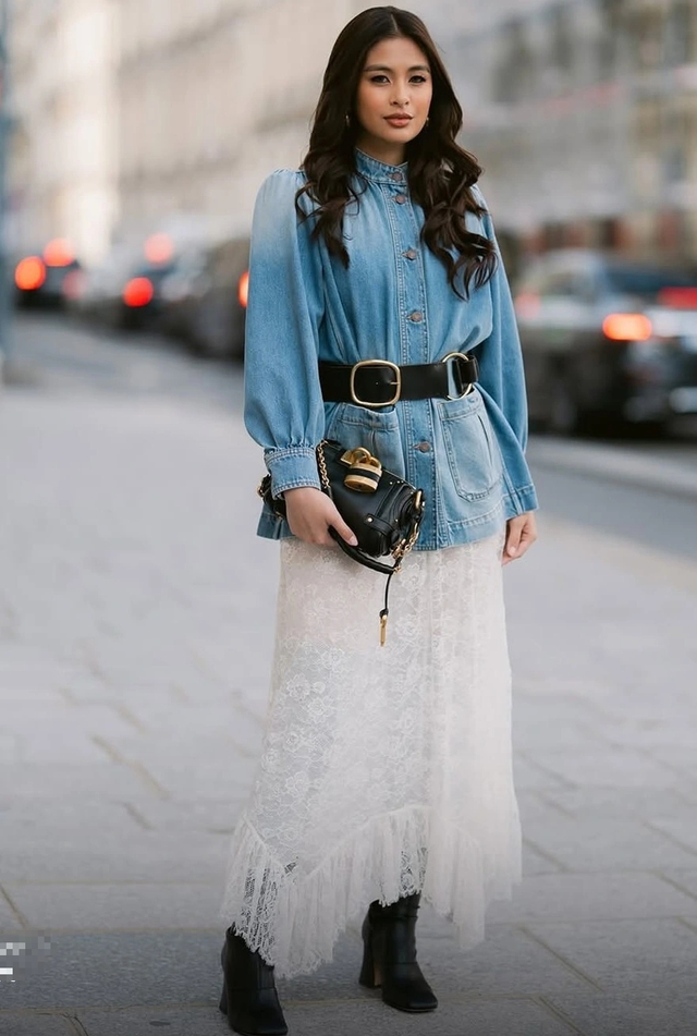 Chân váy ren mùa đông, mềm mại, gợi cảm nhưng không mong manh- Ảnh 1.