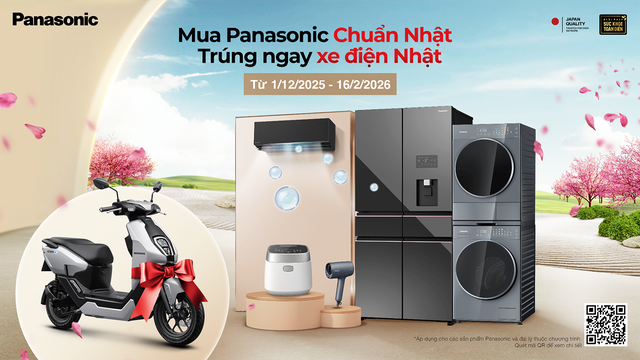 Ưu đ&atilde;i Tết 2026 'Mua Panasonic chuẩn Nhật - Tr&uacute;ng ngay xe điện Nhật' - Ảnh 1.