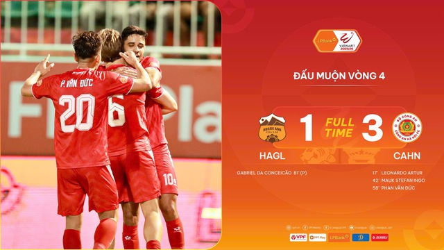 Bảng xếp hạng V-League mới nhất: HAGL của sao U.22 Việt Nam thua CLB CAHN trận đấu b&ugrave;, chưa tho&aacute;t hiểm- Ảnh 1.