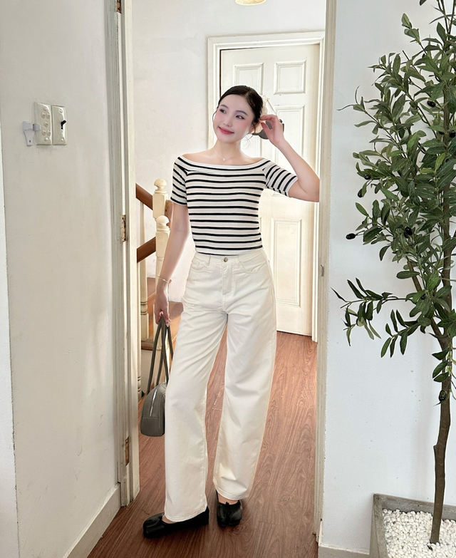 Áo kẻ sọc ngang khuấy đảo đường phố bằng hơi thở phóng khoáng- Ảnh 4. Áo kẻ sọc ngang khuấy đảo đường phố bằng hơi thở phóng khoáng- Ảnh 4.