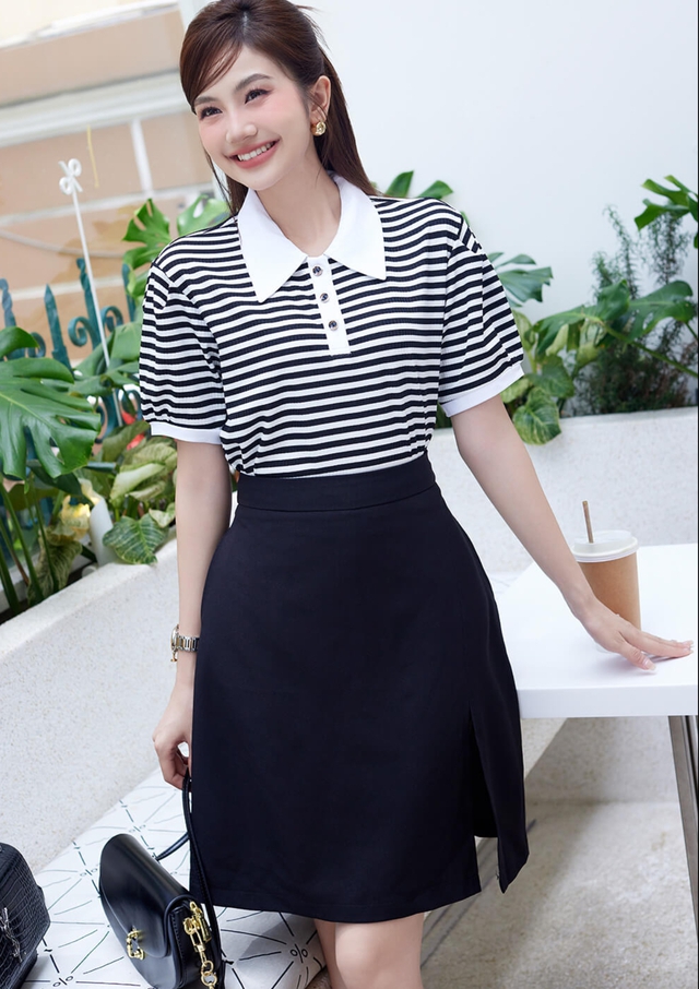 Áo kẻ sọc ngang khuấy đảo đường phố bằng hơi thở phóng khoáng- Ảnh 5. Áo kẻ sọc ngang khuấy đảo đường phố bằng hơi thở phóng khoáng- Ảnh 5.