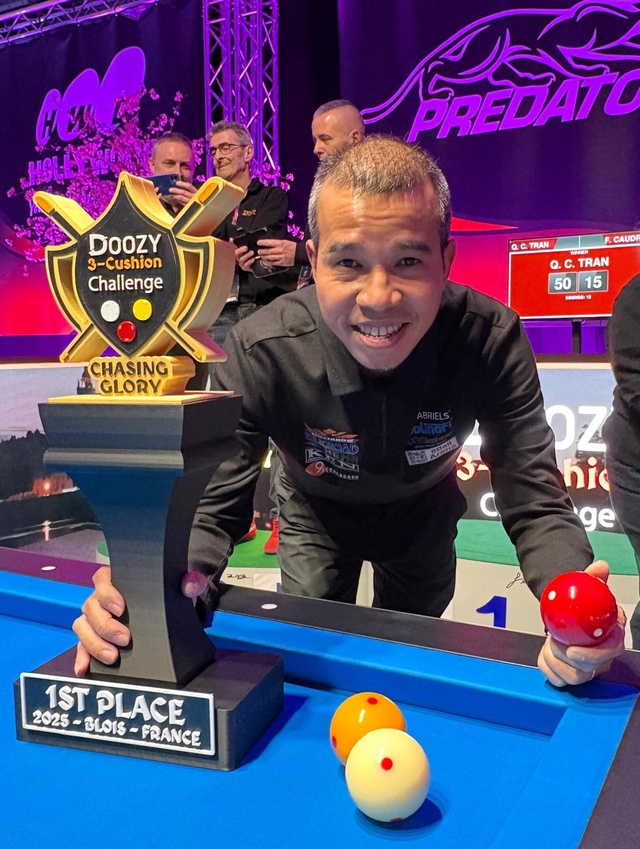 Billards: Thắng ấn tượng thi&ecirc;n t&agrave;i Caudron, Trần Quyết Chiến v&ocirc; địch v&agrave; nhận tiền thưởng khủng- Ảnh 1.