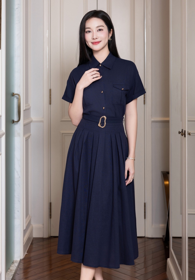 Váy midi cổ điển đa nhiệm, mặc lúc nào cũng hợp- Ảnh 9.