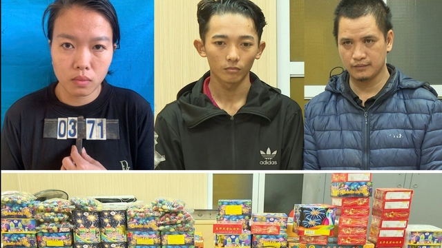 Thanh h&oacute;a bắt vụ bu&ocirc;n b&aacute;n ph&aacute;o nổ tr&aacute;i ph&eacute;p hơn nửa tấn - Ảnh 1.