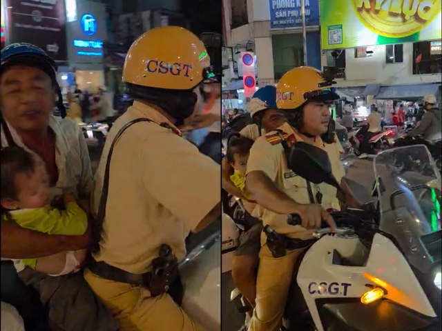 X&uacute;c động h&igrave;nh ảnh CSGT Chợ Lớn mở đường giữa giờ cao điểm cứu b&eacute; g&aacute;i - Ảnh 1.