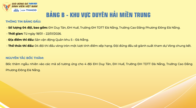 Lịch thi đấu mới nhất TNSV THACO cup 2026: Tất cả đều được ph&aacute;t trực tiếp, xem ở đ&acirc;u?- Ảnh 6.