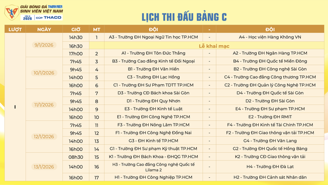 Lịch thi đấu mới nhất TNSV THACO cup 2026: Tất cả đều được ph&aacute;t trực tiếp, xem ở đ&acirc;u?- Ảnh 14.