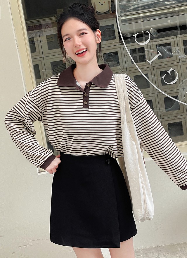 Áo polo tay dài giúp nàng ‘ghi điểm’ sành điệu  - Ảnh 2.