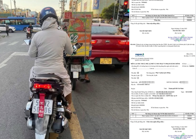 Dán 'bùa' che biển số xe, 2 người phụ nữ bị CSGT TP.HCM xử phạt - Ảnh 1.