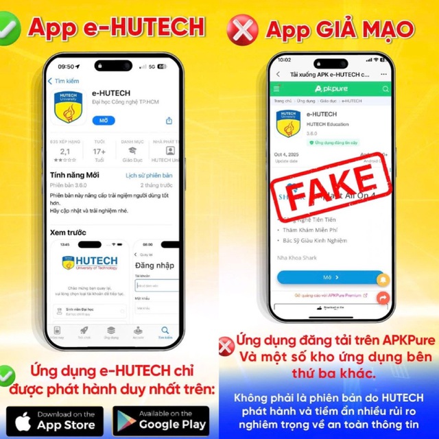 Trường ĐH Công nghệ TP . HCM cảnh báo ứng dụng giả mạo chứa mã độc - Ảnh 1.