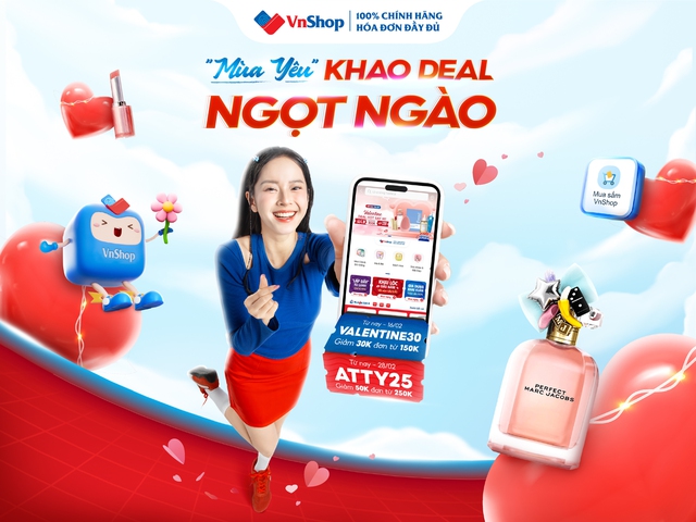 Nhiều &quot;deal hời&quot; dành cho khách hàng khi mua sắm VnShop trên các app ngân hàng dịp Valentine