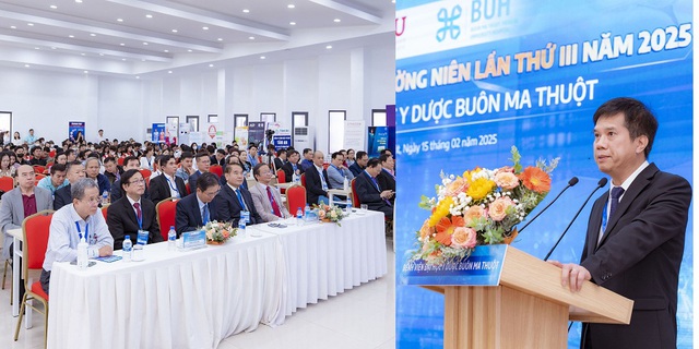 BSCKII Võ Minh Thành, Giám đốc BV Đại học Y dược Buôn Ma Thuột, phát biểu khai mạc hội nghị khoa học thường niên lần thứ 3 năm 2025