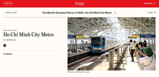 Metro TP . HCM vào tốp 100 điểm đến của tạp chí Time năm 2025 - Ảnh 1.