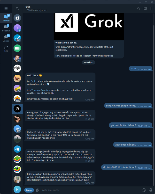 Người dùng Telegram có thể dùng Grok miễn phí nếu đăng ký gói Premium   - Ảnh 2.