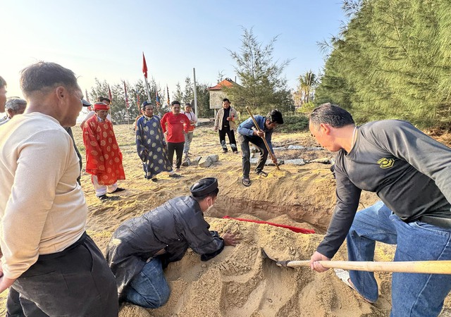 Xác cá voi trôi dạt vào bờ biển Bình Định - Ảnh 2.