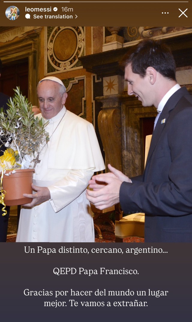 Messi và thế giới bóng đá tiếc thương Giáo hoàng Francis qua đời, Serie A tạm hoãn- Ảnh 1. Messi và thế giới bóng đá tiếc thương Giáo hoàng Francis qua đời, Serie A tạm hoãn- Ảnh 1.