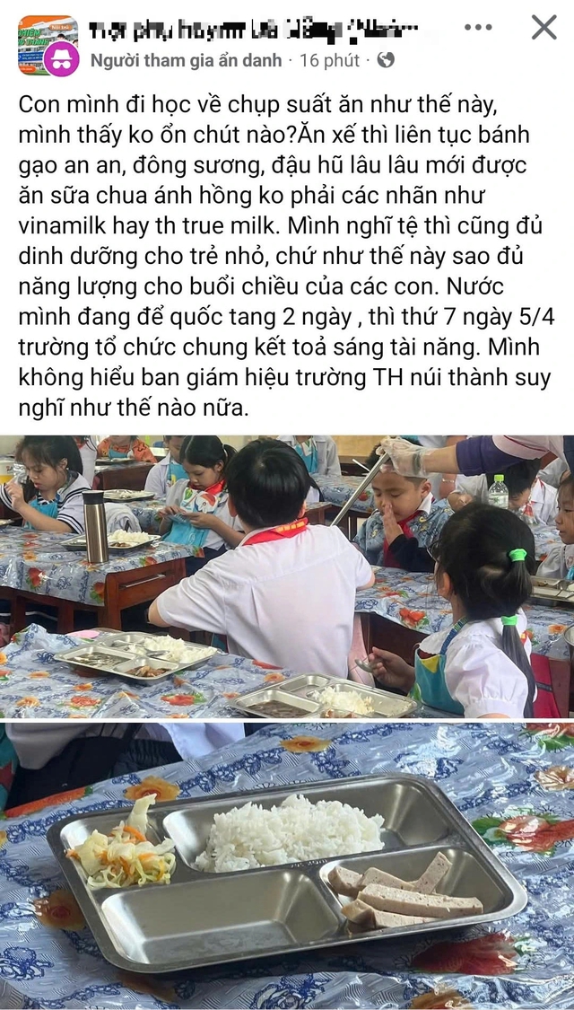 Đà Nẵng: Phụ huynh phản ánh bữa ăn bán trú 'không ổn', hiệu trưởng lên tiếng - Ảnh 1.