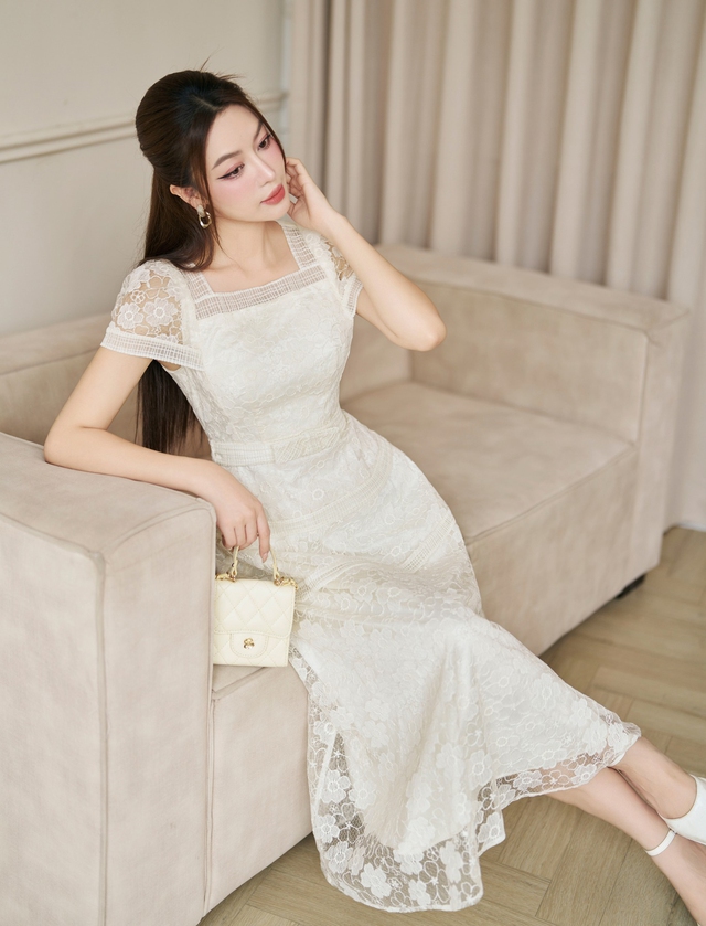Gợi nhớ phong cách vintage cùng chiếc váy midi sang trọng giàu nữ tính- Ảnh 1.