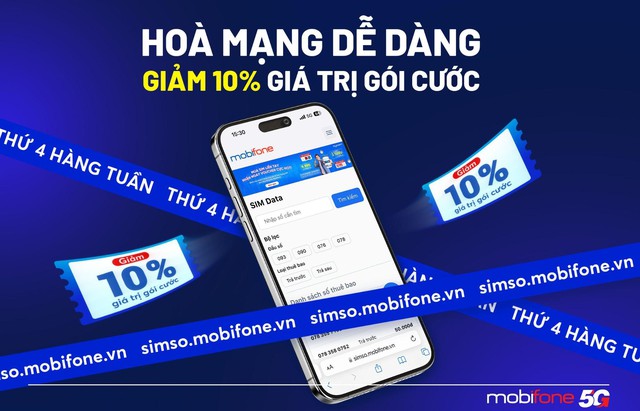 MobiFone giảm 10% giá gói cước, tặng hàng ngàn voucher cho khách hàng hòa mạng online- Ảnh 1.