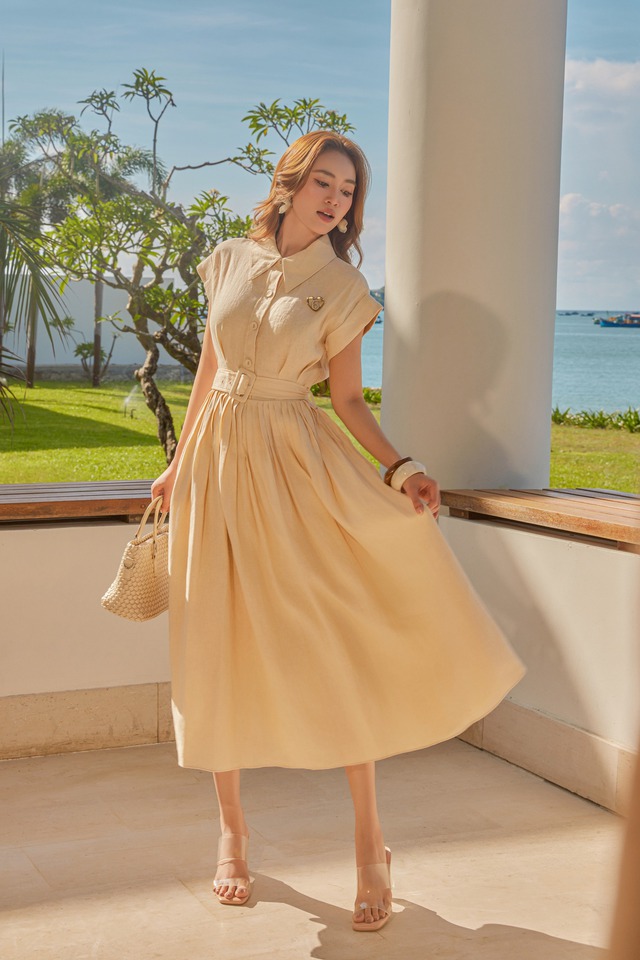 5 chiếc váy linen không thể thiếu trong mùa hè- Ảnh 5. 5 chiếc váy linen không thể thiếu trong mùa hè- Ảnh 5.