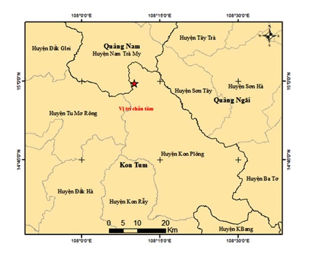 Chỉ trong 48 giờ, Quảng Nam và Kon Tum xảy ra 13 trận động đất- Ảnh 1. Chỉ trong 48 giờ, Quảng Nam và Kon Tum xảy ra 13 trận động đất- Ảnh 1.