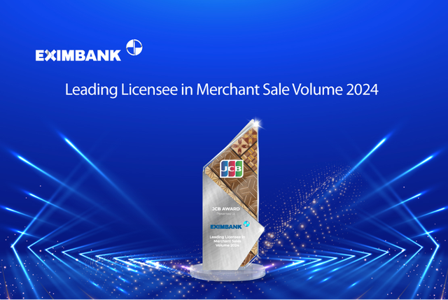 Eximbank được JCB vinh danh ‘Ngân hàng dẫn đầu về doanh số thanh toán thẻ năm 2024’ - Ảnh 1. Eximbank được JCB vinh danh ‘Ngân hàng dẫn đầu về doanh số thanh toán thẻ năm 2024’ - Ảnh 1.