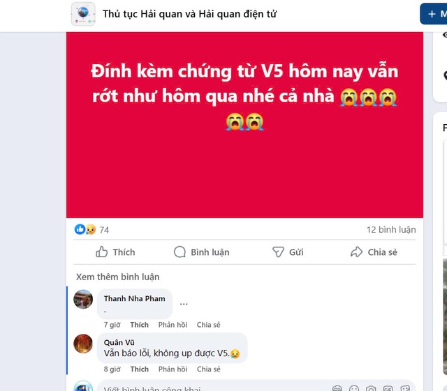 Lỗi hệ thống, Cục Hải quan hỏa tốc hướng dẫn xử lý Lỗi hệ thống, Cục Hải quan hỏa tốc hướng dẫn xử lý