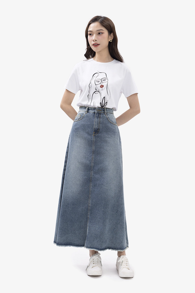 Nét trẻ trung, hiện đại với chân váy denim chữ A - Ảnh 2.