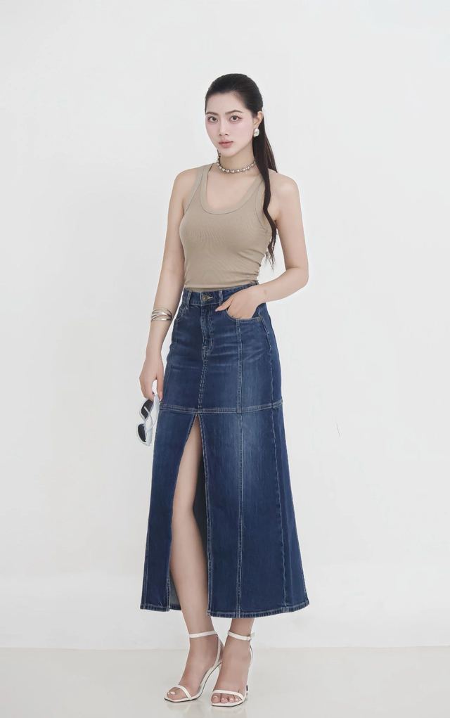 Nét trẻ trung, hiện đại với chân váy denim chữ A - Ảnh 7.