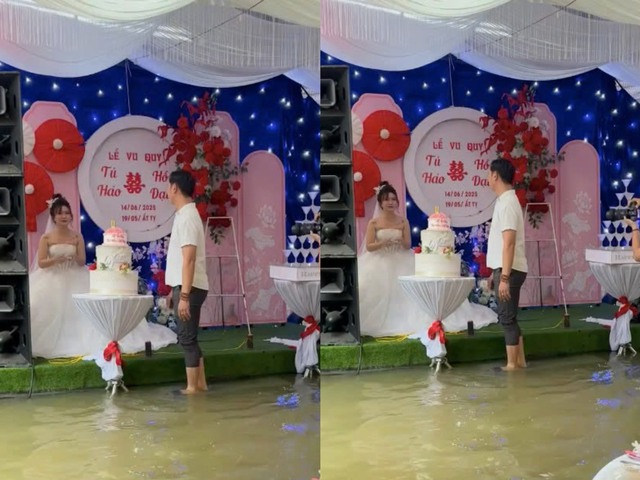 Cô dâu ở Huế khóc nhìn rạp cưới ngập nước, khách mời xắn quần dự tiệc Cô dâu ở Huế khóc nhìn rạp cưới ngập nước, khách mời xắn quần dự tiệc