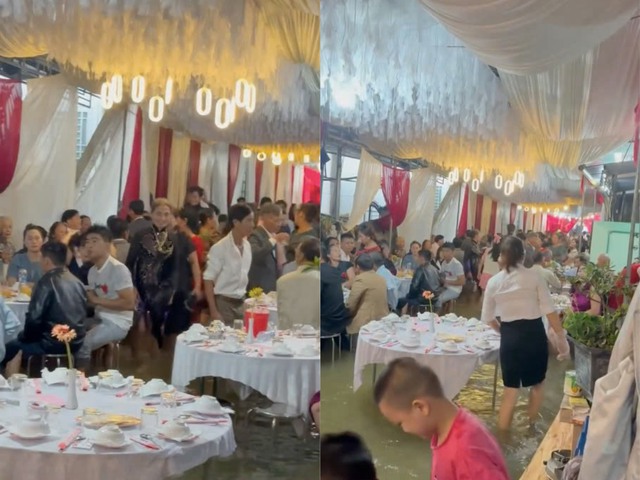 Cô dâu ở Huế khóc nhìn rạp cưới ngập nước, khách mời xắn quần dự tiệc - Ảnh 2.