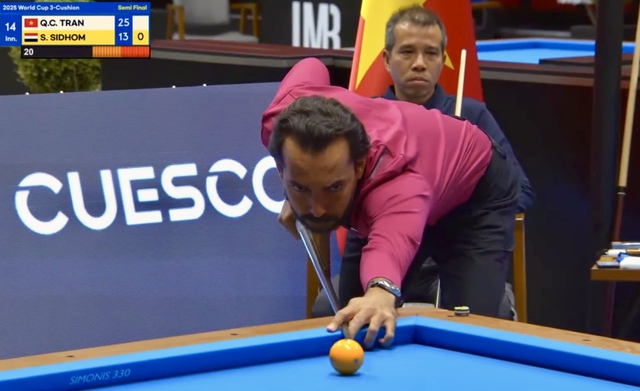 Billiards: Liên tiếp tung siêu phẩm, Trần Quyết Chiến thắng ngoạn mục để vào chung kết- Ảnh 5. Billiards: Liên tiếp tung siêu phẩm, Trần Quyết Chiến thắng ngoạn mục để vào chung kết- Ảnh 5.