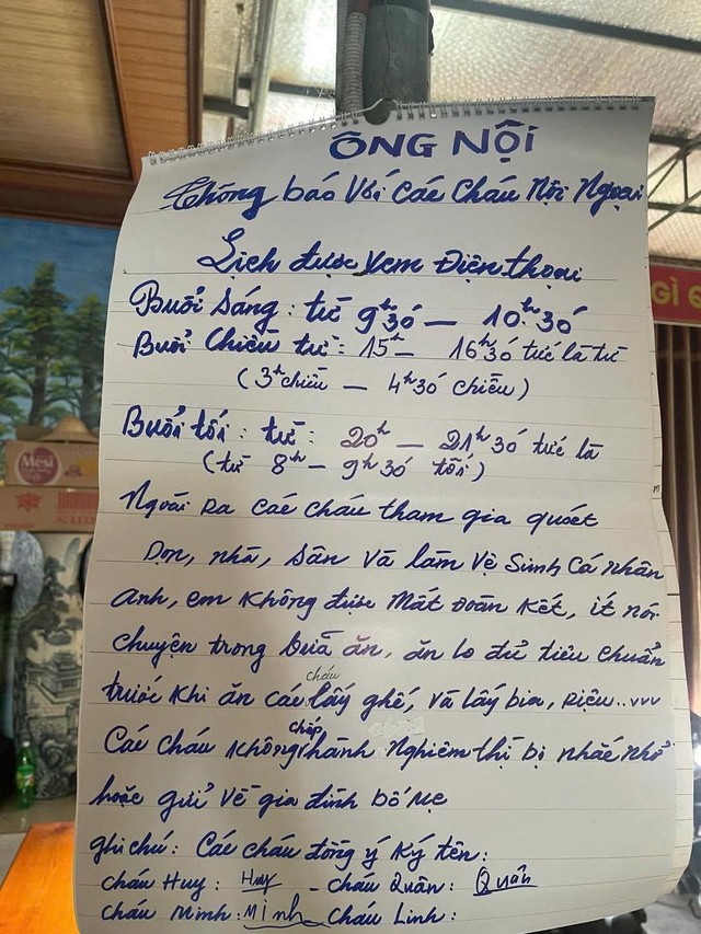 Bản quy định 'khối nghỉ hè' của ông nội gây sốt mạng: Các cháu ký tên cam kết  - Ảnh 1.