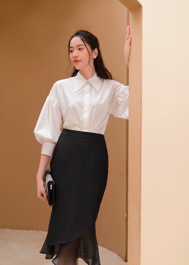 Áo sơ mi cổ đức cách điệu - điểm nhấn sang trọng cho nàng- Ảnh 7.