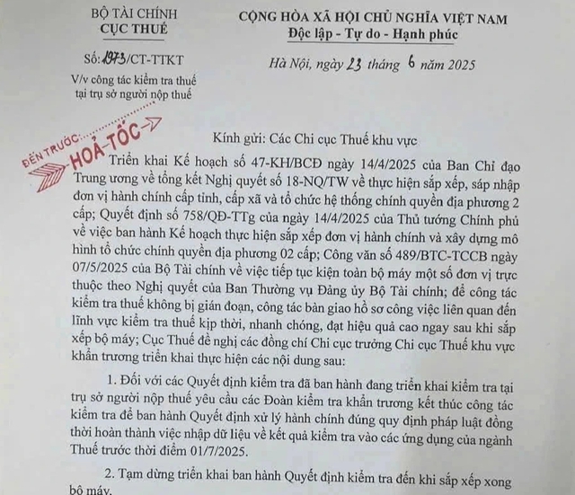 Tạm dừng kiểm tra thuế tại trụ sở người nộp thuế Tạm dừng kiểm tra thuế tại trụ sở người nộp thuế