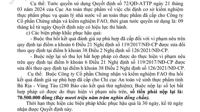 Một công ty kiểm nghiệm thực phẩm phải thu hồi 280 kết quả thử nghiệm - Ảnh 1.